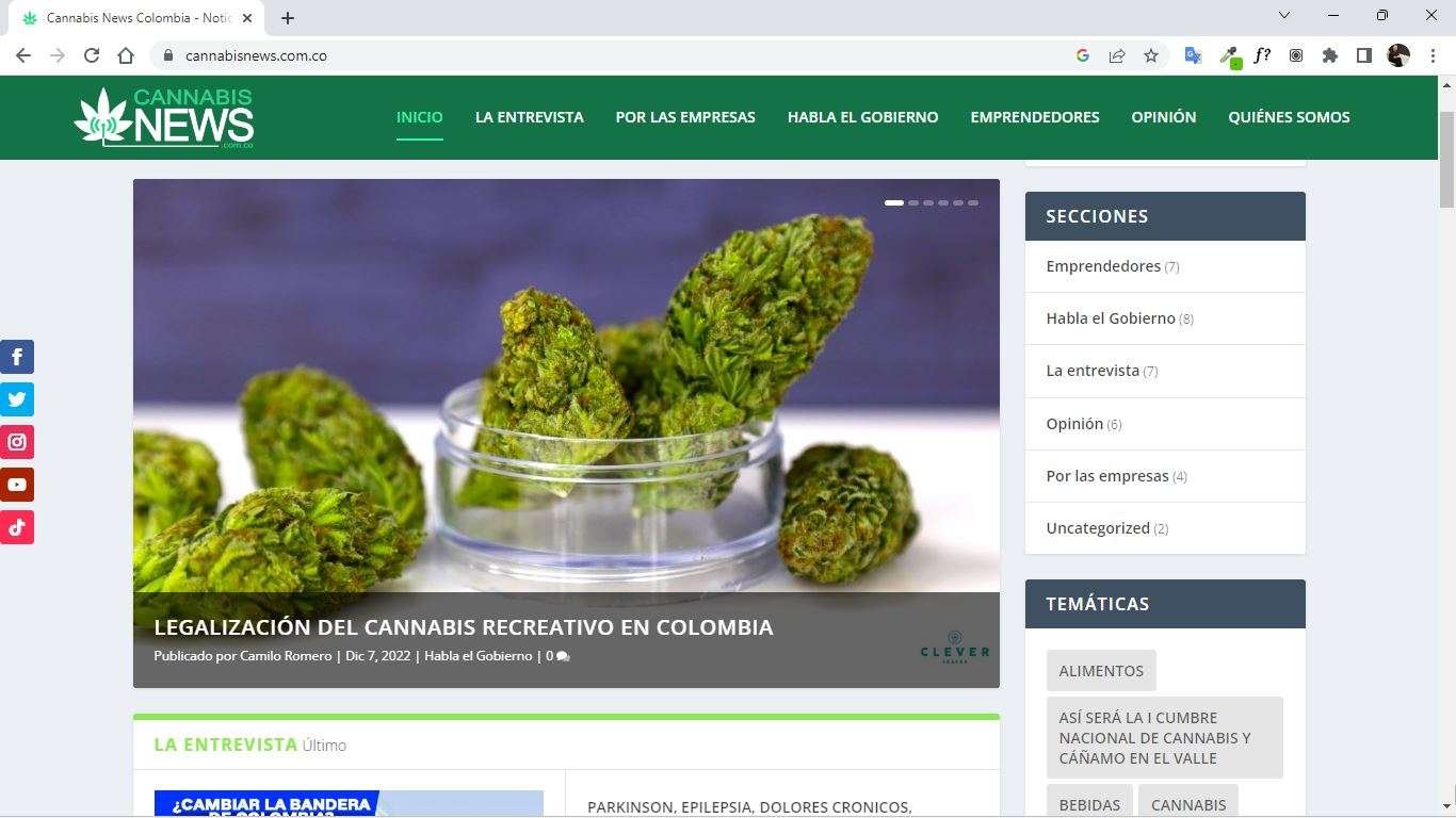 Cannabis news sitio web portal de noticias Colombia
